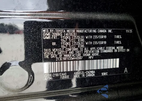 2025 Toyota Rav4 Xle Premium z USA, uszkodzony, nr VIN 2T3C1RFV3SW440987